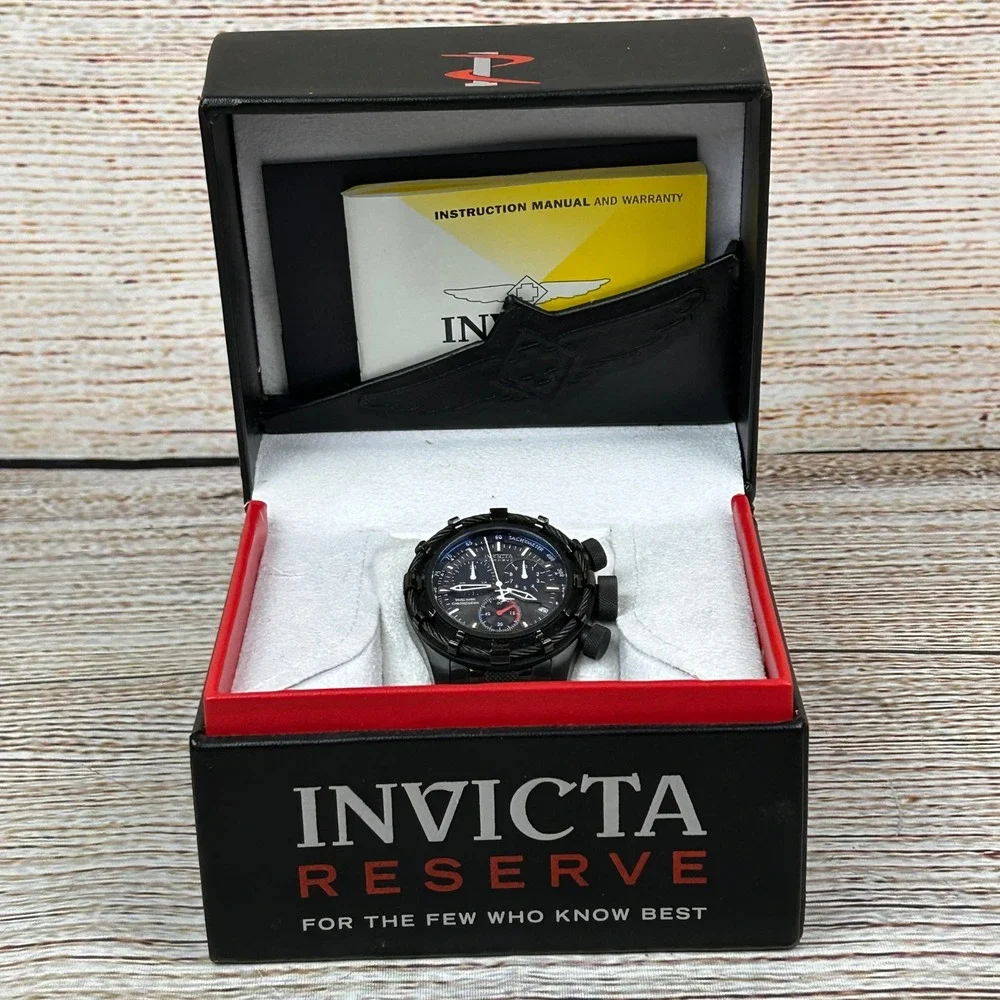Invicta Reserve Bolt Zeus 12803 Mens‎ Swiss Chronograph Black Steel Watch w. Box